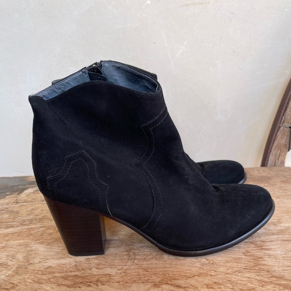 SAMBAG Black Glove Soft Suede Leather Lined Western Style Ankle Boots EU39 US8.5 - Picture 4 of 12